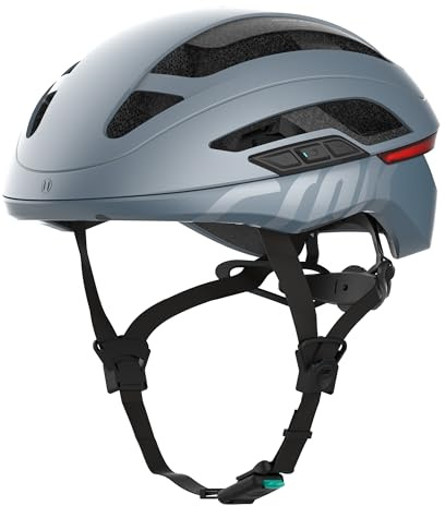 CRNK Angler Alpha Fahrradhelm – Unisex E-Bike & Rennrad Helm mit LED Blinker, Bremslicht & Rücklicht – Integrierte Bluetooth Kopfhörer & Mikrofon – Aerodynamisch, Leicht & Belüftet - Mattblau - L