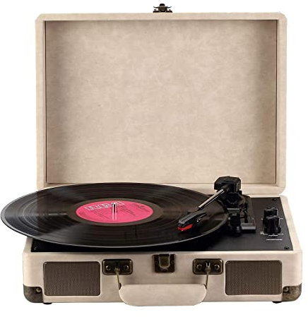 Record Player Retro Vinyl Record Player Tooth Turntable with Built-in Stereo Speaker Portable Music Box