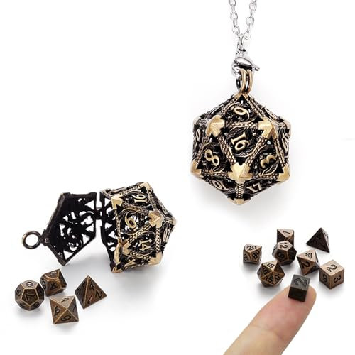 Rongxze 7 Stück Würfel Set, Abnehmbar Dungeon and Dragons Würfel, DND Würfel Set Polyedrische Würfel für Dungeon und Dragons MTG D&D D6 D8 D10 D20 RPG Rollenspiel Spiele
