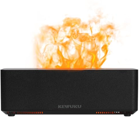 KEWUKU Essential Oil Diffuser 280ML, Diffusers for Home with Virtual Flames, Ultrasonic Electric Aromatherapy Diffuser, Air Humidifier for Bedroom Home Office with Auto Shut Off