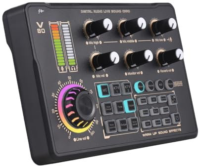 Sanfoelek Live Sound Card o Professional Sound Card Mixer with DJ Mixer Effects and Voice Cer BT Wireless o Interface Built-in Battery for Streaming Podcast Production Studio