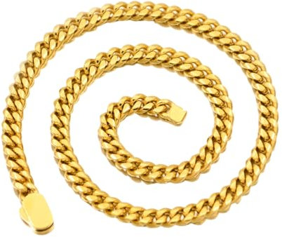 Beydodo Herren Kette 41CM Gold ohne Anhänger, 14MM Panzerkette Cuban Halskette Edelstahl Partnerkette für Charms