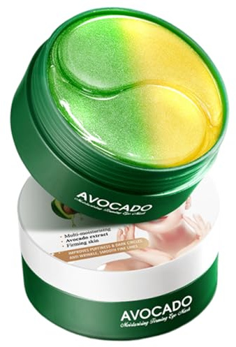 Two-Tone Augenpads(60 Stück) Gegen Augenringe，Under Eye Patches mit Niacinamid & Hyaluron - Augenpads Gegen Falten und Tränensäcke，Collagen Eye Pad mit Avocado-Essence für Anti-Aging und Hydratation.