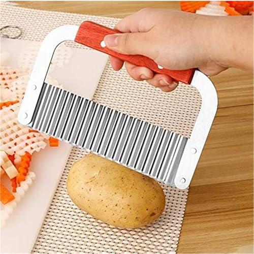 NJNNN Hachoir ondulé de 18,2 cm, trancheuse à Frites, Coupe-Frites en Acier Inoxydable, Couteau de Coupe, for Pommes de Terre, Carottes, Chips et Fruits