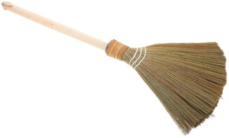 EXHUMKY Spazzola Fieno di Mais Artigianale con Manico Legno per Pulizia Interna Ed Esterna Perfetta per Raccolta di Foglie e Rifiuti Cortili e Garage