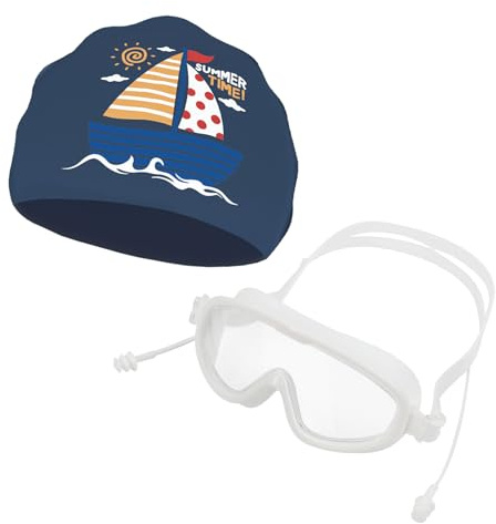 YJZQ Occhiali stile maschera per bambini occhiali di estensione e cuffia da bagno maschera nuoto regolabile occhiali da piscina fascia da nuoto per ragazzi ragazze 4-12 anni