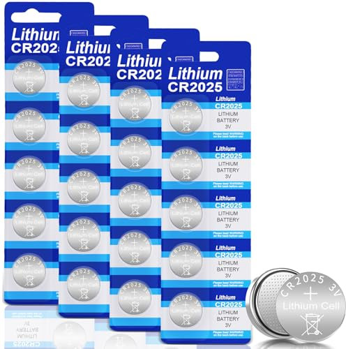 20 Piezas Pila CR2025, Pila Boton Litio de 3 V Pilas 2025 Pilas de Boton para Llaves Electrónicas, Gafas 3D, Coches de Juguete, Calculadoras, Balanzas Electrónicas, Mandos a Distancia de TV