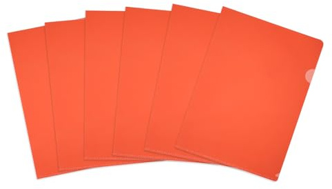 PATIKIL 6 Pack L-Type Plastic Folders, Letter Size Clear Folders for Documents Paper Sleeves Project Folder for Home Office, Orange