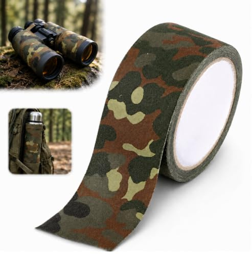 Hominas Camo Wrap Tape 1 Rollen 50mm x 10m Selbstklebende Tarnbandage | Camo Tape Stealth Klebstofffrei, Outdoor Tarnband Verhindert Kratzer, für Taschenlampe Teleskop Fahrrad Kamera