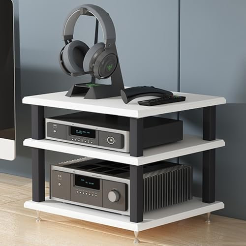 Genérico Estante esquinero de 4 Niveles para Medios audiovisuales, Soporte para Audio y Video, Mueble para Consola de Videojuegos, Estante de exhibición, Tocadiscos, Receptor estéreo para Sala de EST