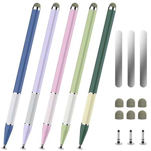 Bopomofo Stylus Pen for Touchscreen,5 PCS 2-in-1 Magnetic Stylus Pen High Sensitivity & Precision Stylus,Extended Pen Body Design,Compatible with Touch Screens(9 Tips + 3 Magnetic Sheets)
