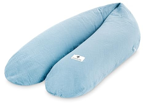 Julius Zöllner Stillkissen Musselin | Schwangerschaftskissen, Seitenschläferkissen & Lagerungskissen in einem | 100% Baumwolle, Oeko-TEX Standard 100 | Denim