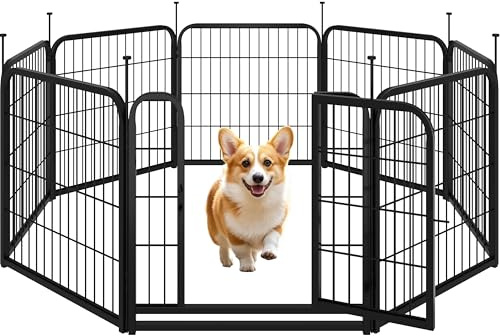 Yaheetech Dog Pen 60cm 8 Panels Suitable for Medium Dogs Heavy Duty Puppy Playpen Pet Exercise Fence for Indoor/Outdoor