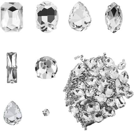 240 Pezzi Strass da Cucire,da Cucire su Tessuti,Passamaneria con Strass per Abbigliamento Fai-da-te, Accessori Moda per Abbigliamento, Scarpe da Sposa, Borse e Artigianato