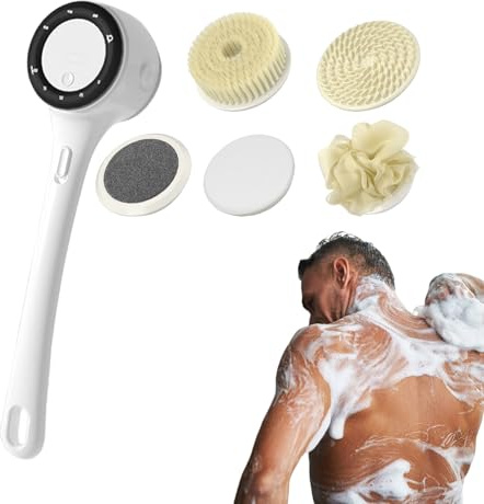 Scrubber Elettrico Per La Schiena Da Doccia Spazzola per la Schiena | 3 Livelli di Intensità Display Digitale Manico Lungo per Uomini Donne Adolescenti Anziani Bagno Hotel Clima Caldo Pori