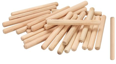 sourcing map Lot de 200 chevilles droites cannelées en bois 8 mm x 80 mm pour travaux manuels, meubles, bricolage