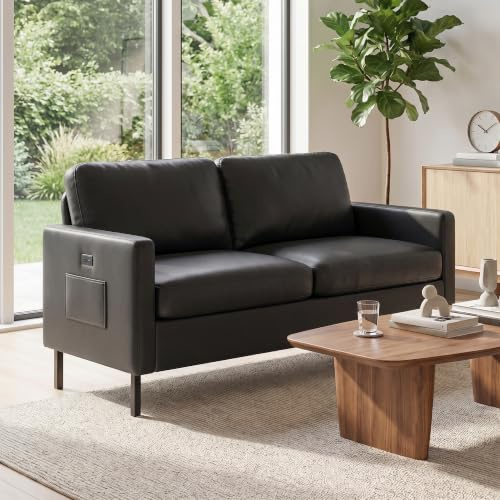GRAVFORCE Sofa Two Seater Modern Comfy Sofa Couch Loveseat 2 Seater Small Sofas for Living Room Office Apartment Black