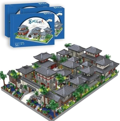 Modèle Blocs de Construction en Briques - Jardin de Suzhou, Architecture Chinoise Traditionnelle, Ensemble Éducatif pour Enfants et Adultes (10+ Ans) (M2013+2014+2015)