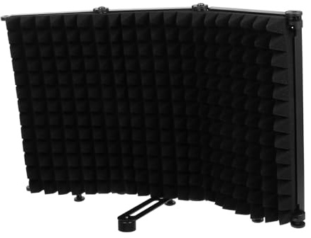 LIFKOME Escudo Acústico para Micrófono Negro Plegable Filtro Anti-ruido con Aislamiento de Sonido para Grabación Estudio para Producción Casa y Transmisión