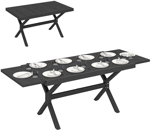 Outsunny Table de Jardin Extensible Aluminium 154-214 cm Gris Anthracite