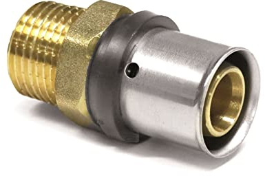Pipetec Pressfitting Übergang 32x3 mm 1 1/4 Zoll Aussengewinde TH Kontur Verbundrohr, DVGW, TH-Profil