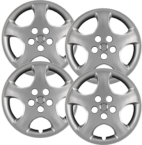 Hubcaps.com - Premium Quality 15 Silver Hubcaps / Wheel Covers fits Toyota Corolla, Heavy Duty Construction (Set of 4)