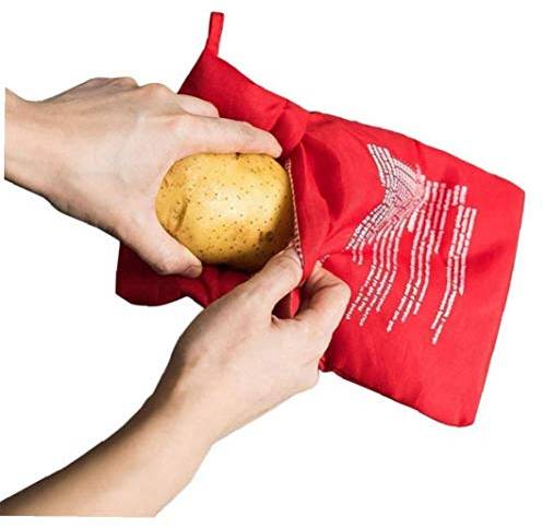 AMOYER Red Washable Cooker Bag Baked Potato Microwave Cooking Potato Quick Fast (cooks 4 Potatoes At Once)