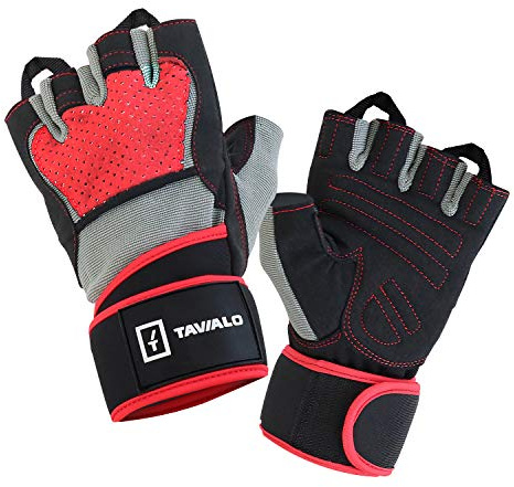 TAVIALO Fitnesshandschuhe, Trainingshandschuhe für Männer, Größen M (16-19 cm), L (19-22 cm), unterschiedliche Farben, mit doppelter Handfläche, ideal für Kraftsport, Bodybuilding, Crossfit, AZO- und Phthalatfrei gemäß CE-Standards