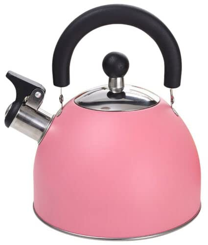 NEW 2.5L STAINLESS STEEL WHISTLING KETTLE CAMPING FISHING PINK
