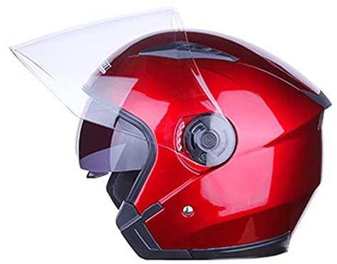 Jet Motorrad-Helm Erwachsener Motorradhelm Rollerhelm Mit Doppelvisier Jethelm Herren & Damen Atmungsaktiver Mopedhelm Scooter Moped Mofa Helm Offenes Helm ECE/DOT Zertifiziert,Rot,M