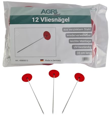 AGRI plus Vliesnägel 33cm I 12 Stück I Hochwertige Metall-Nägel aus verzinktem Stahl I Ideal zur Befestigung von Strohvlies & Heuvlies I wiederverwendbar, UV- & witterungsbeständig