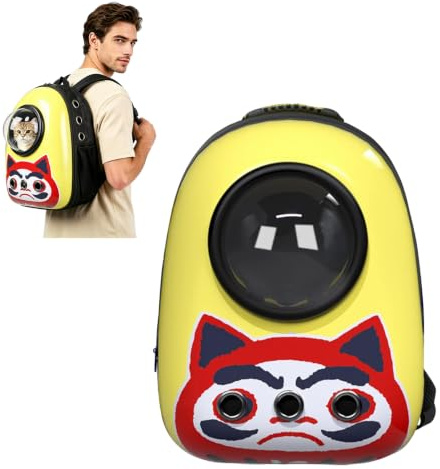 PETCUTE Hunderucksack,Atmungsaktive Haustier Rucksack für Kleine Katzen Hunde,Raumkapsel Haustier Tragetasche mit Aufbewahrungstasche,Katzenrucksack mit Herausnehmbarer Matte zum Reisen im Freien