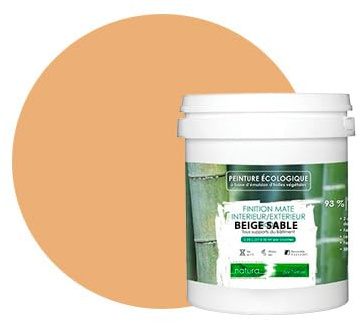 BOX DECO COULEURS Natura Naturfarbe, ökologisch, für den Innen- und Außenbereich, matt, 1 l, 13 m² [Energieeffizienzklasse A+], Beige Sand