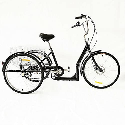 SHZICMY Dreirad für Erwachsene, 26 Zoll 6 Gänge Senioren Erwachsenendreirad mit Einkaufskorb, Erwachsen Fahrräder Adult Tricycle 3-Rad-Dreirad für Outdoor Sports Shopping…