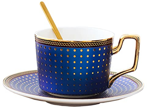 ZOGBX Juego de Taza de té,Juego de Tazas de café,Bone China Conjunto de Café,con decoración Dorada de Porcelana Tazas Cafe,Juego de Tazas de la Tarde Inglesa Vintag for Fiestas de Oficina 7.04oz