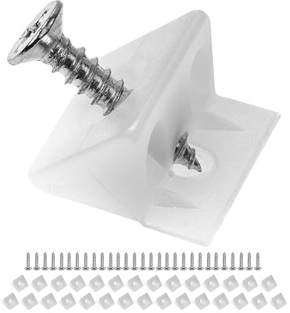 Möbelkilar för låda och skåp, 30-pack, 14 x 9 mm hörnkilar, M2 x 16 mm träskruvar, reparationssats för hängande lådbottnar, skåpsbaksidor, ersättningsbackplåtsanslutning, möbel