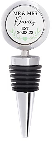 Personalised Metal Mr & Mrs Bottle Stopper, Custom Name & Date Wine Stopper | Handmade in the UK | Gift for Newlyweds, Couple | Wedding, Congratulations, Anniversary