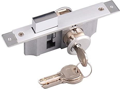 Aluminum Storefront Mortise Door Lock, Storefront Door Lock Commerical Mortise Lock, Double Cylinder Hook Deadbolt Lock Set,for Entry Doors(1-1/8 Backset) with Key for Aluminum/Zinc Alloy Shop Doors