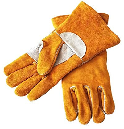 XTYPE Gants de soudage en cuir épais, cuir de vachette complet, gants de sécurité pour soudeur anti-morsure, longs et épais, résistants à la chaleur (Size : M)
