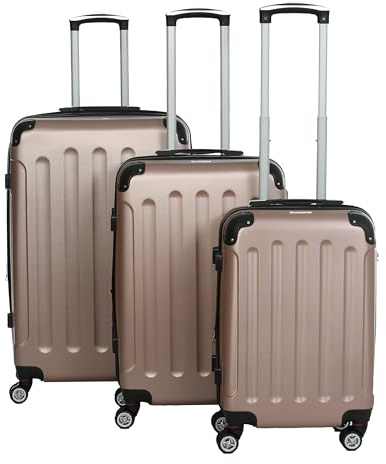 INVIDA Glüückskind Luxus Koffer Trolley Kofferset aus ABS in 6 Farben und Einzel oder im Set Frei Wählbar Rose Gold 3tlg. Set