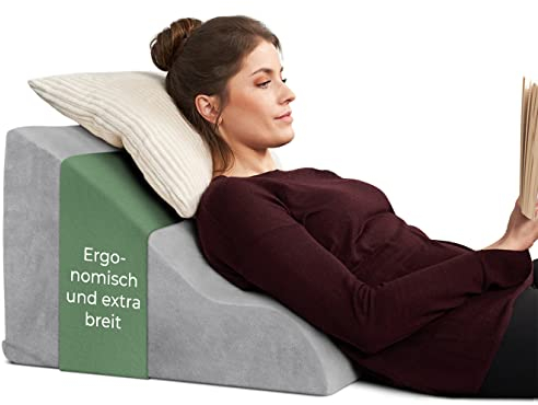 Ergonomisches Lesekissen für Bett und Sofa – Bequemes Rückenkissen mit Memory Foam – Verwendbar als Refluxkissen, Keilkissen Bett, Bettkissen Rückenlehne im Sitzen und Liegen, sofakissen, leseknochen