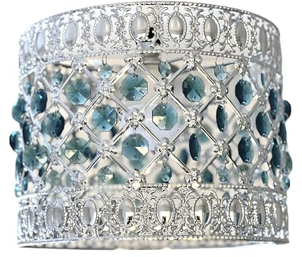 Moroccan Style Light Shade Acrylic Easy Fit Chandelier Shade | Ceiling Light Shade | Lamp Shade | Sicily Pendant Crystal Gems | Moda Lights for Living Room | Bedroom | Kitchen | Caravan | Camp (Teal)