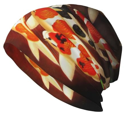 RAXER Beauty Fish Beanie-Mütze für Damen und Herren, bedruckt, bequem, atmungsaktiv, weich, warm, gestrickt, Baumwolle, Schwarz, Schwarz , One size