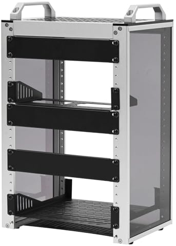 GeeekPi DeskPi RackMate T1, 10 Inch 8U Server Cabinet, 200mm Depth Mini Rack with Rack Shelf & Blank Panel, for 10 Inch AV, NAS and Server Equipment (Silver)