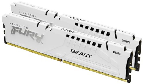 Kingston FURY Beast White DDR5 64GB (2x32GB) 6000MT/s CL30 DIMM Desktop Gaming Memory Kit of 2 Intel XMP - KF560C30BWK2-64