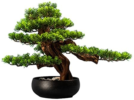 Kunstpflanze Bonsai Künstlicher Bonsai-Baum, Simulationspflanze, Wohnzimmer, gefälschter Baum, Topfpflanze, Kieselsteine, Keramiksockel, Heimbüro, Innendekoration, Ornamente Künstliche Pflanzen