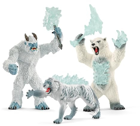 SCHLEICH Eldrador Creatures Monster Toys 3-teiliges Geschenkset inklusive Eismonster, Eistiger und Blizzardbär aus der Eiswelt von Eldrador
