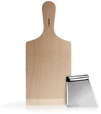 Culinaris - Tabla de spätzle con raspador, tabla de arce con rascador de metal y libro de recetas