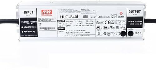 HLG 240W 15A LED Driver, HLG-240H-15 Trasformatore di alimentazione switching con IP67, funzione PFC, custodia in metallo, tensione/corrente costante