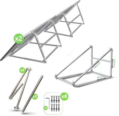 Solarpanel Halterung 75-130 cm für Flachdach, Balkon, Wand & Garten | Einfache Befestigung | Universelle PV Aufständerung für 1 Solarmodul | Solarmodul Halterungssystem (0% MwSt. nach §12 Abs. 3 UStG)